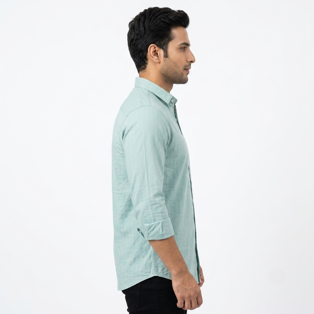 Red Fab Mint Green Textured Button-Down Shirt for Men