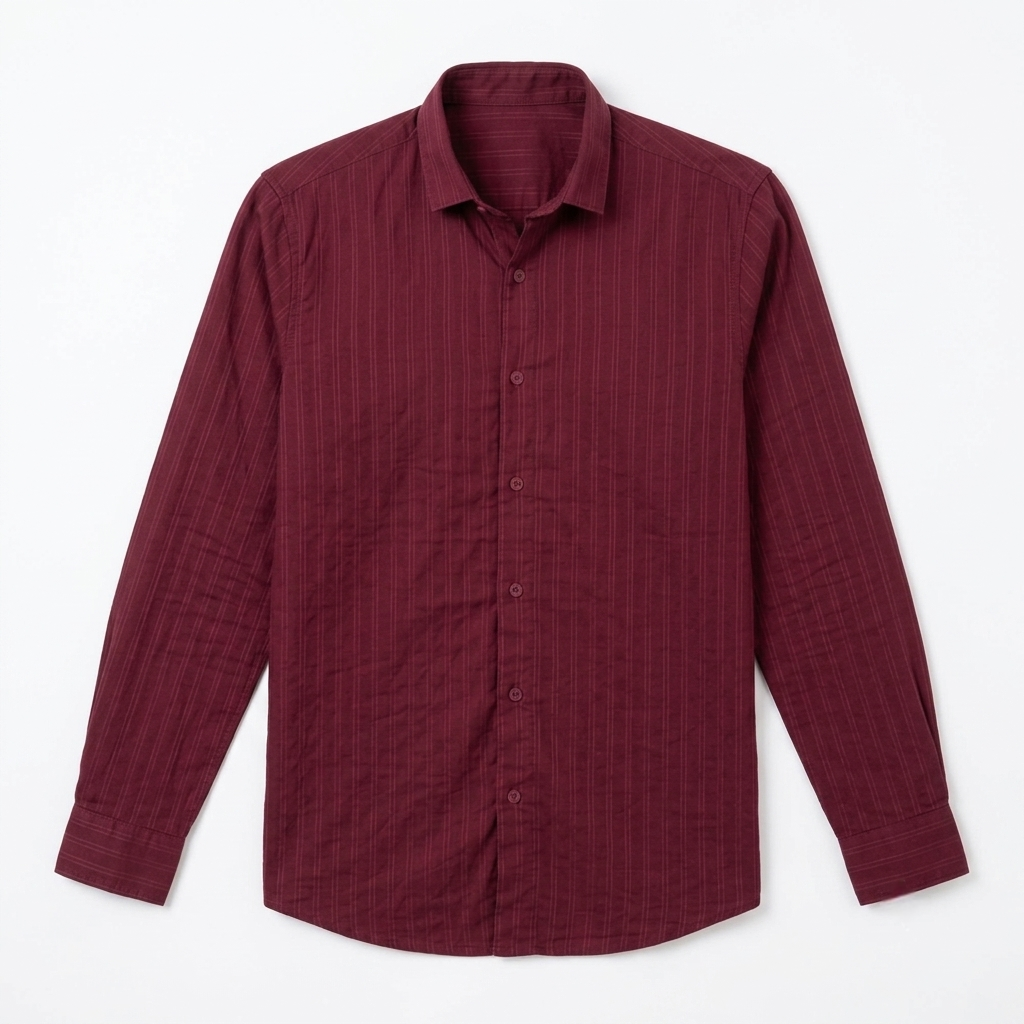Red Fab Maroon Textured Button-Down Shirt for Men