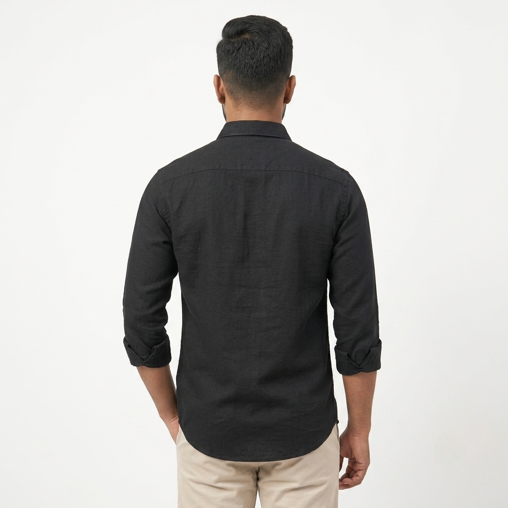 Red Fab Men's Solid Black Casual Button-Down Shirt