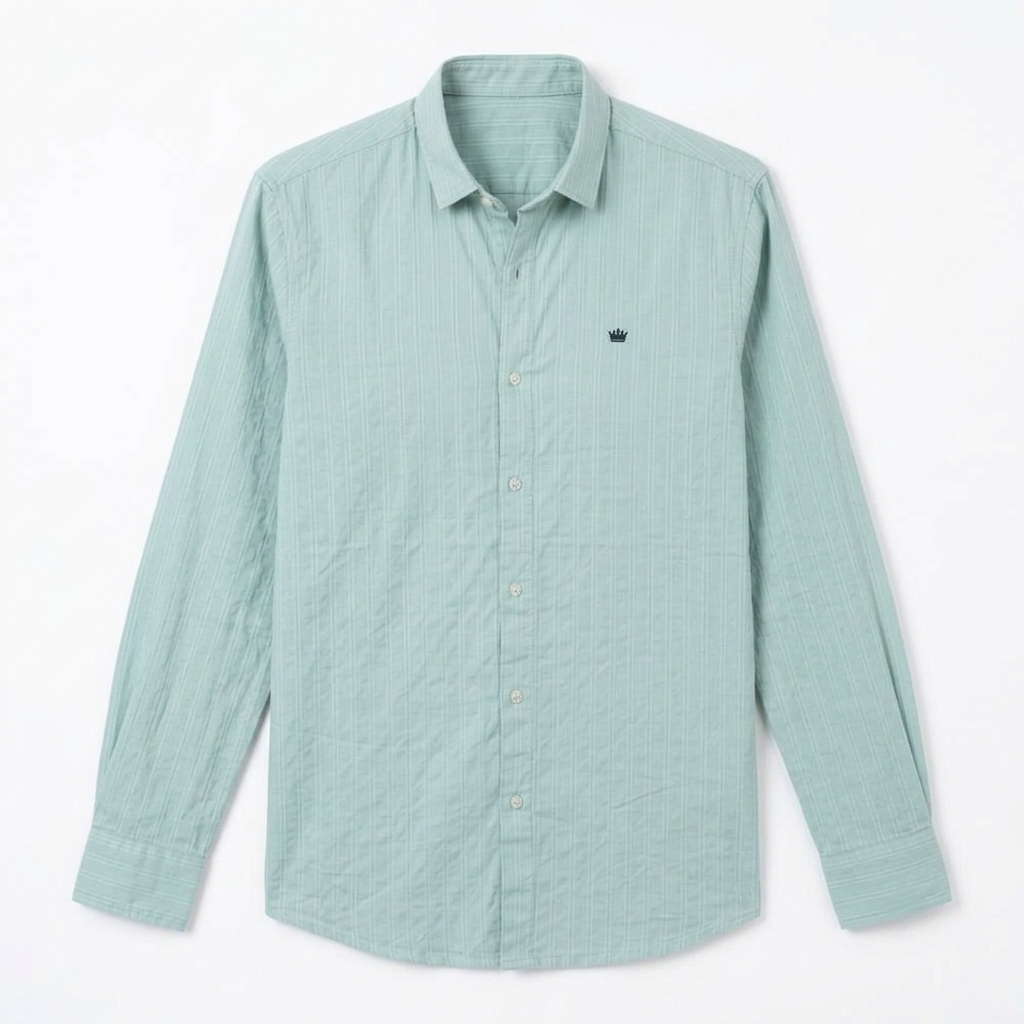 Red Fab Mint Green Textured Button-Down Shirt for Men