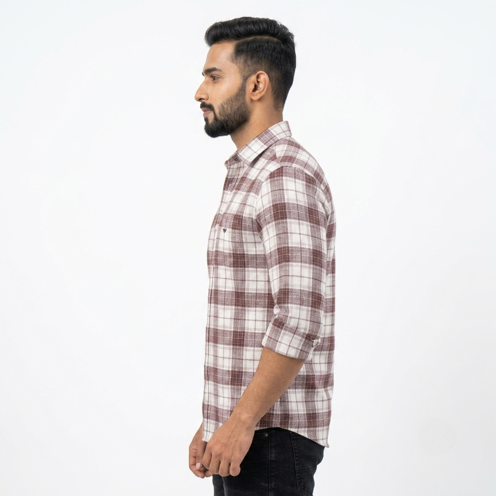 Red Fab Men's Maroon and White Checkered Casual Shirt