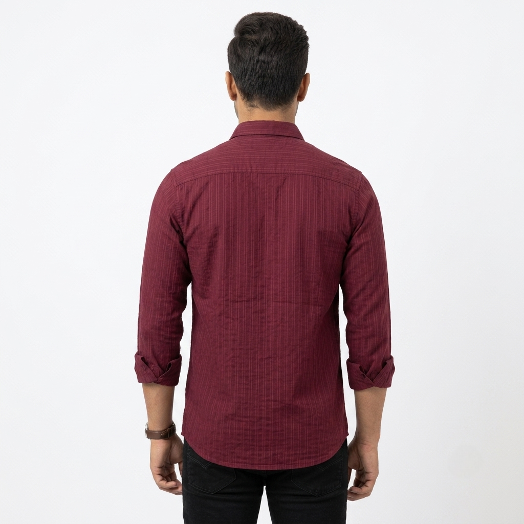 Red Fab Maroon Textured Button-Down Shirt for Men