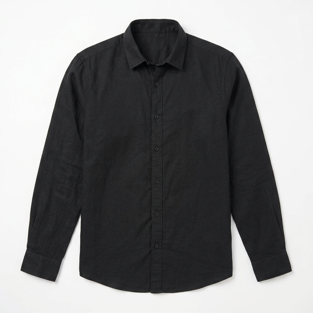 Red Fab Men's Solid Black Casual Button-Down Shirt