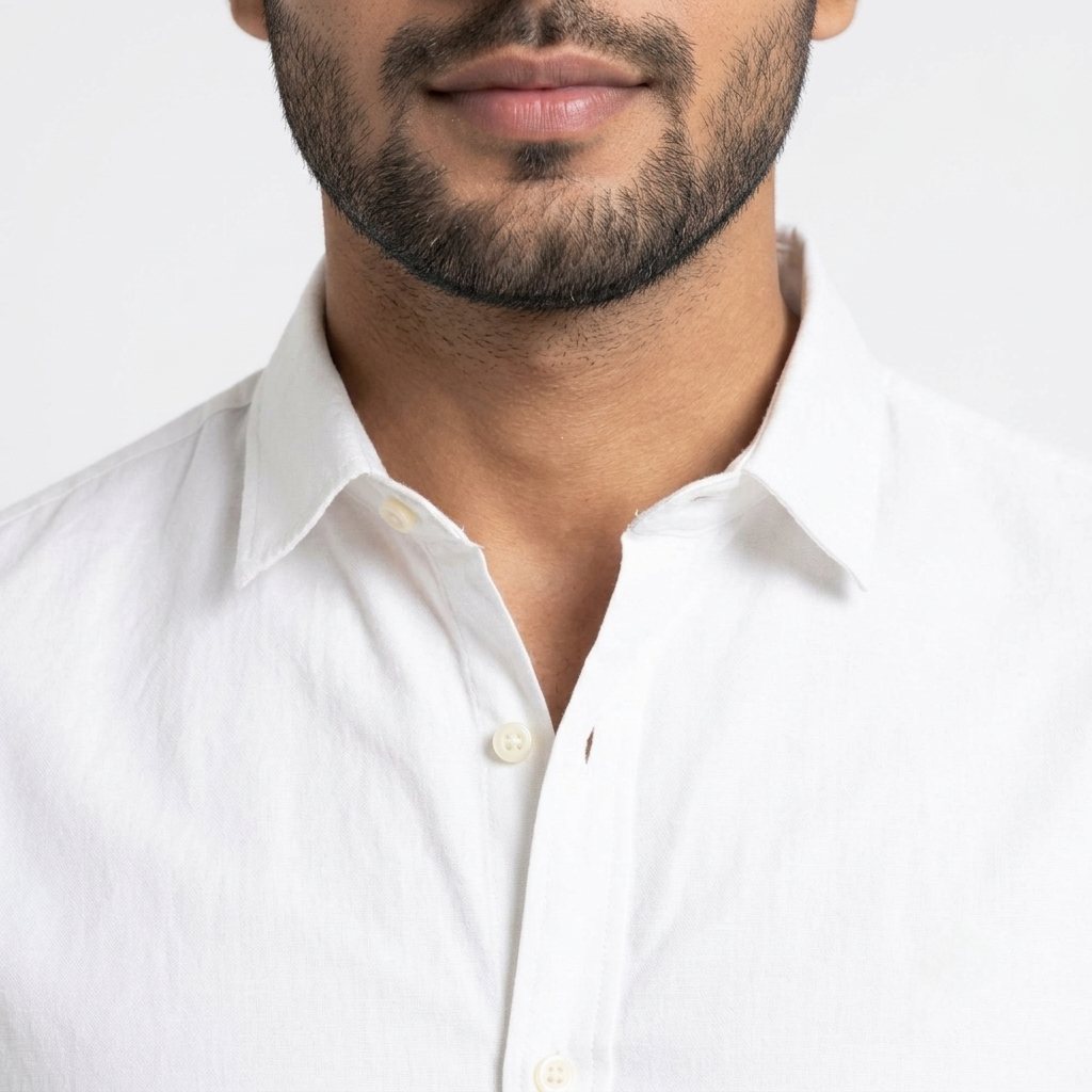 Red Fab Men's Solid White Casual Button-Down Shirt