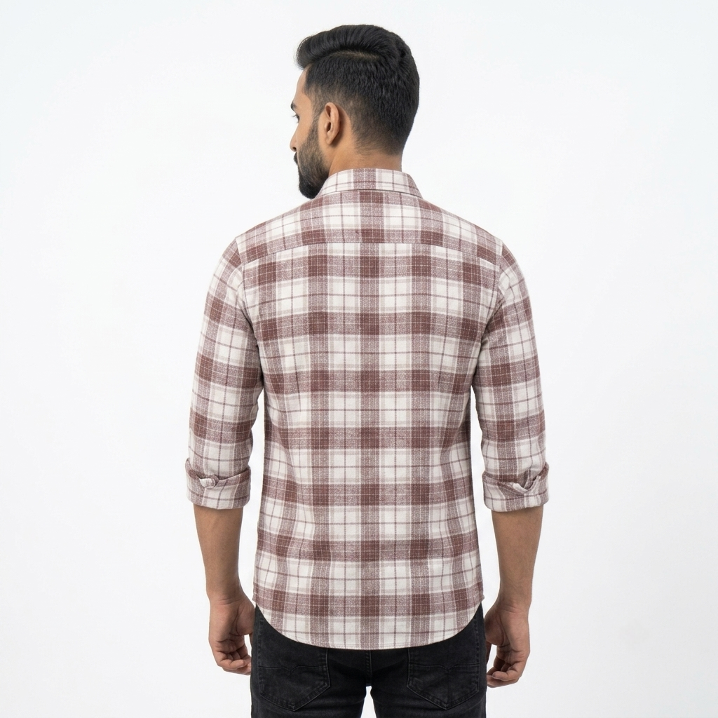 Red Fab Men's Maroon and White Checkered Casual Shirt