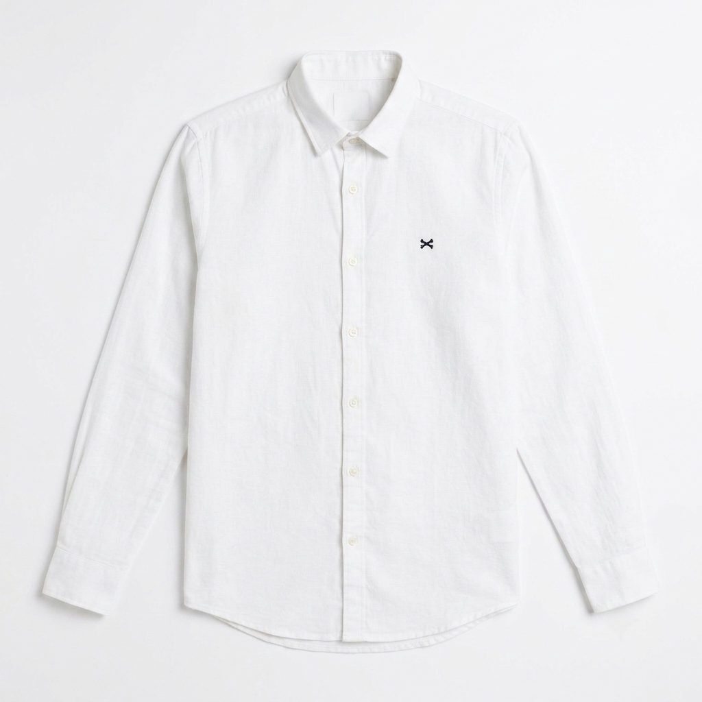 Red Fab Men's Solid White Casual Button-Down Shirt