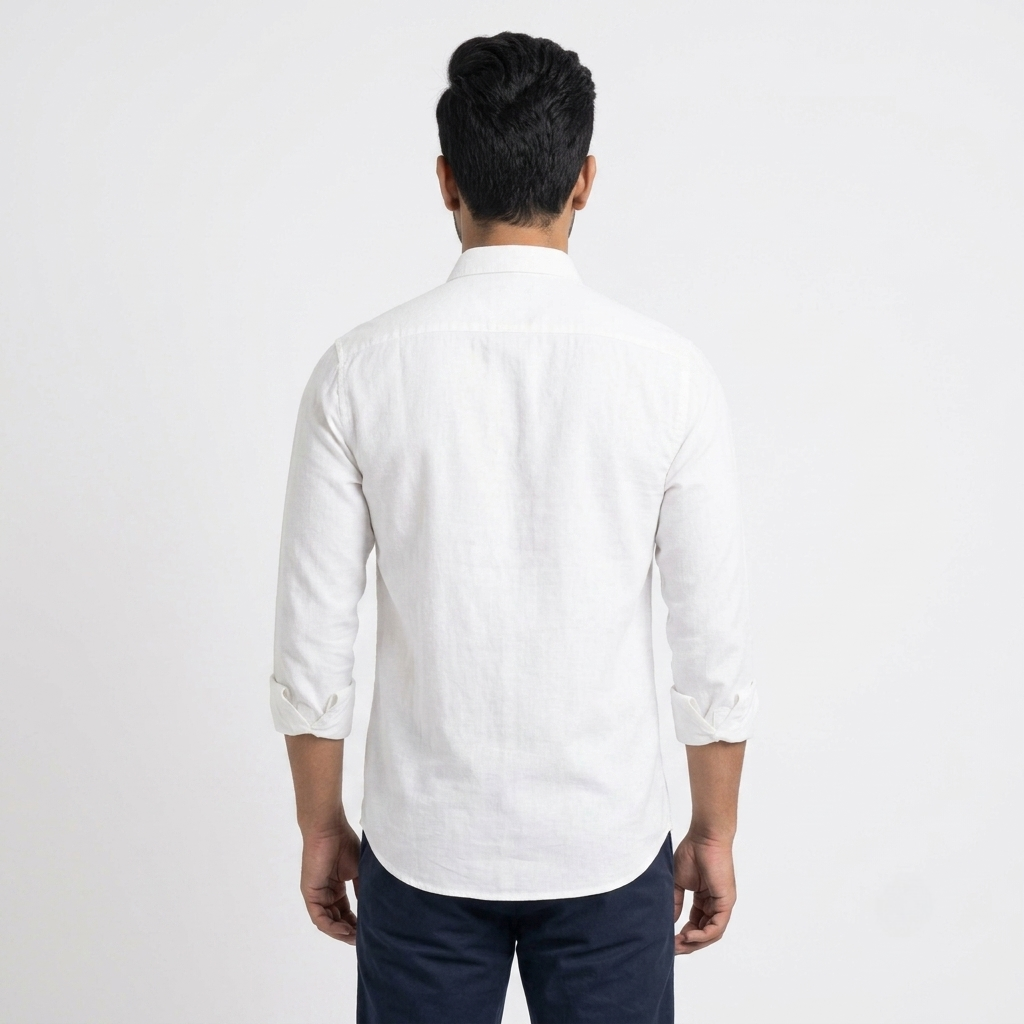Red Fab Men's Solid White Casual Button-Down Shirt