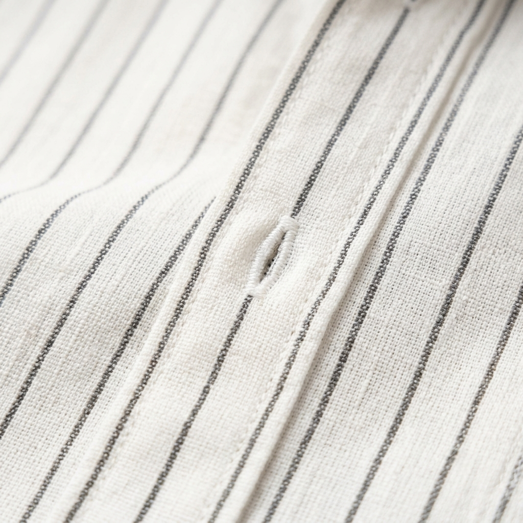 Red Fab Men's White Vertical Striped Long Sleeve Casual Shirt