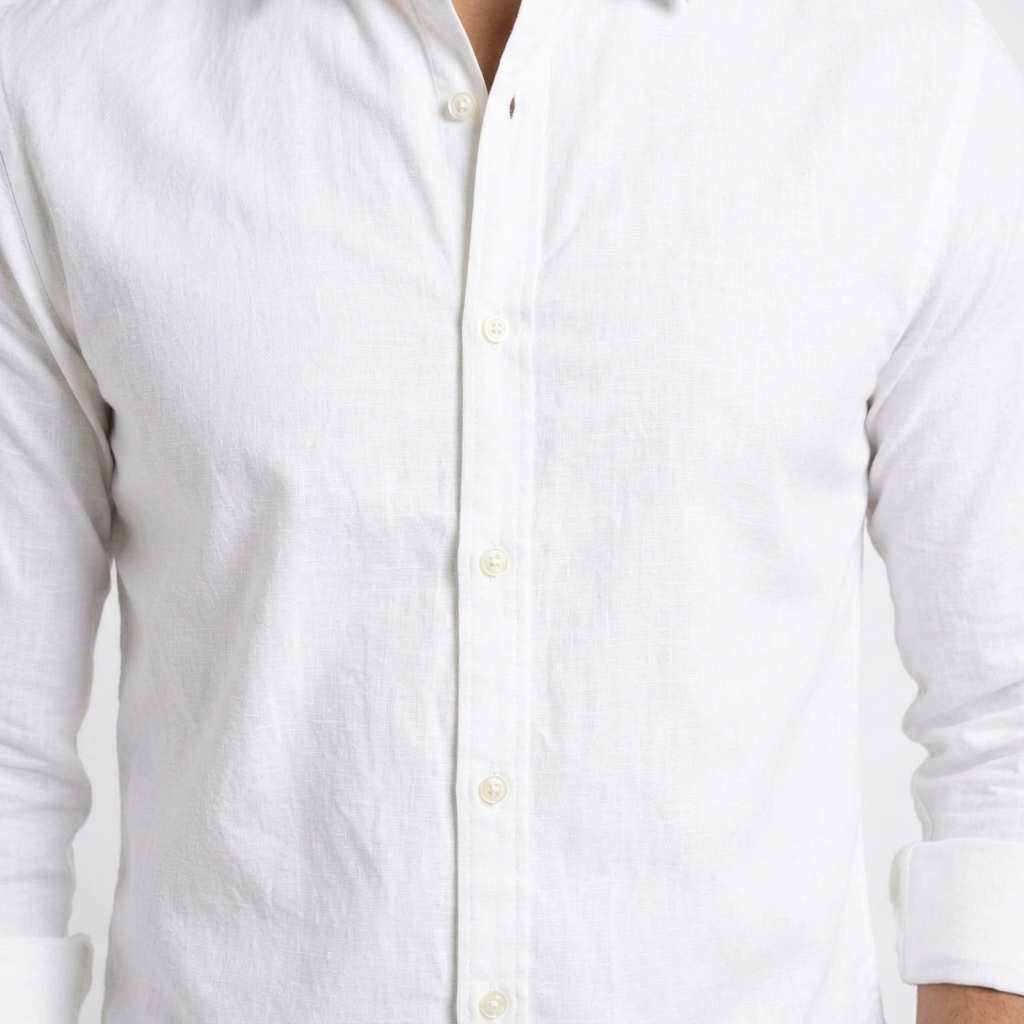 Red Fab Men's Solid White Casual Button-Down Shirt