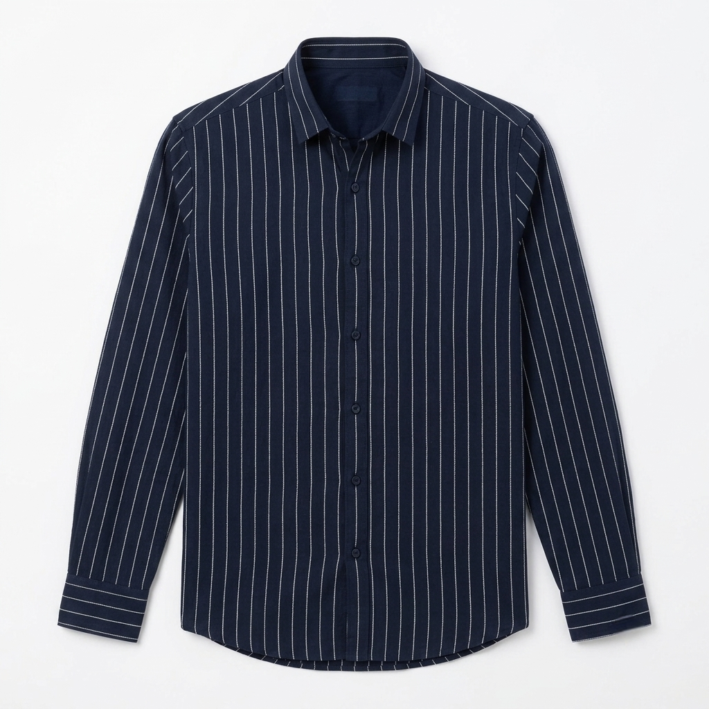 Red Fab Men's Navy Blue Vertical Striped Casual Shirt