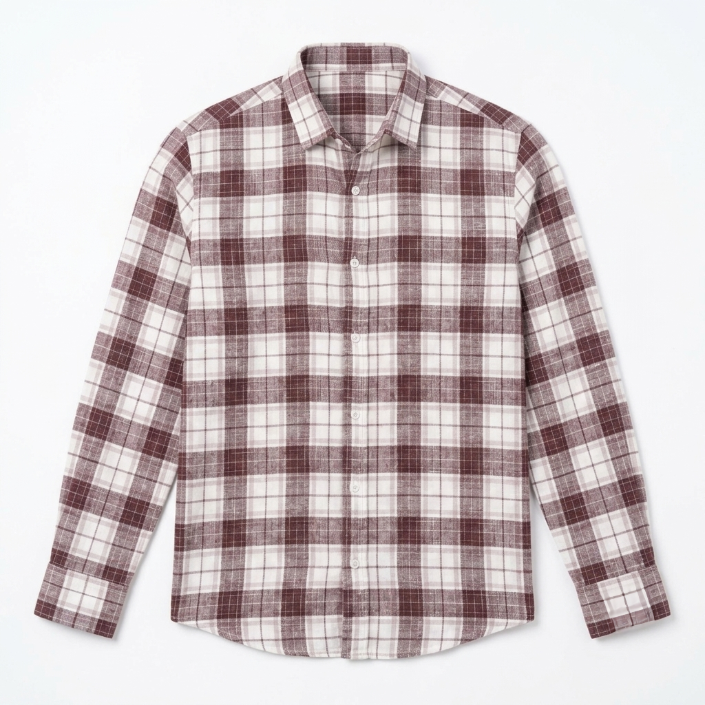 Red Fab Men's Maroon and White Checkered Casual Shirt